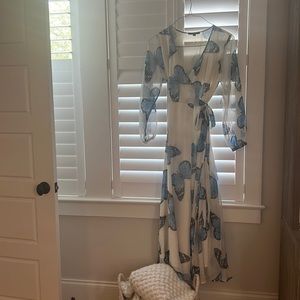 Boston Proper Butterfly Wrap Maxi Dress